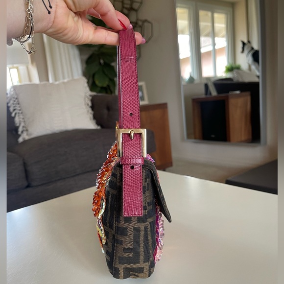 SOLD - Incredibly Rare Vintage Fendi Beaded Sequin Swirl Zucca Baguette - Picture 8 of 17